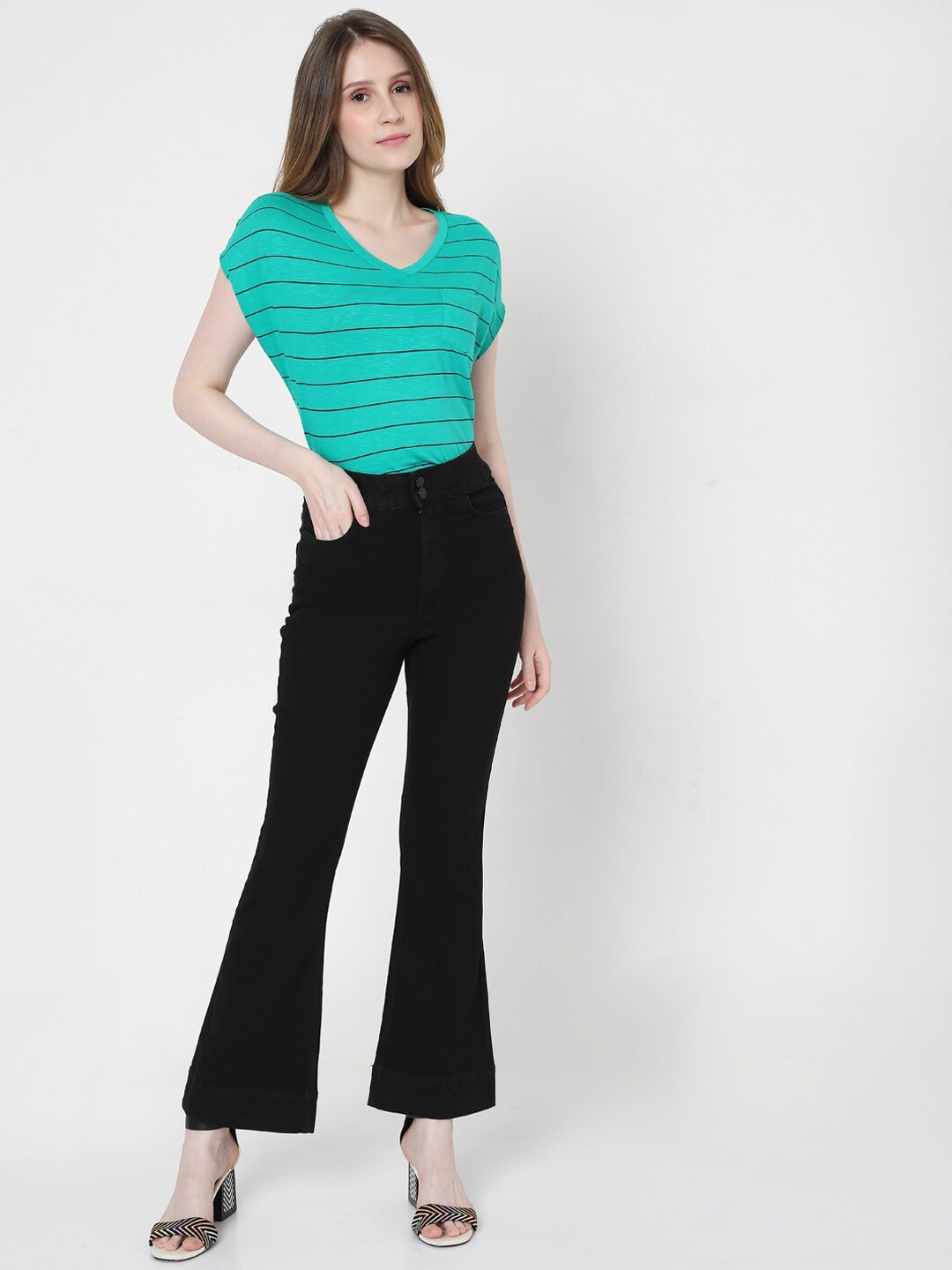 

Vero Moda Women Black Bootcut High-Rise Jeans
