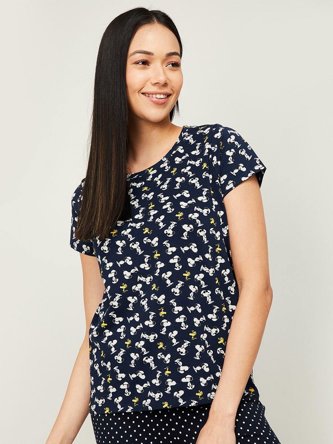 

Ginger by Lifestyle Women Navy Blue Printed Top