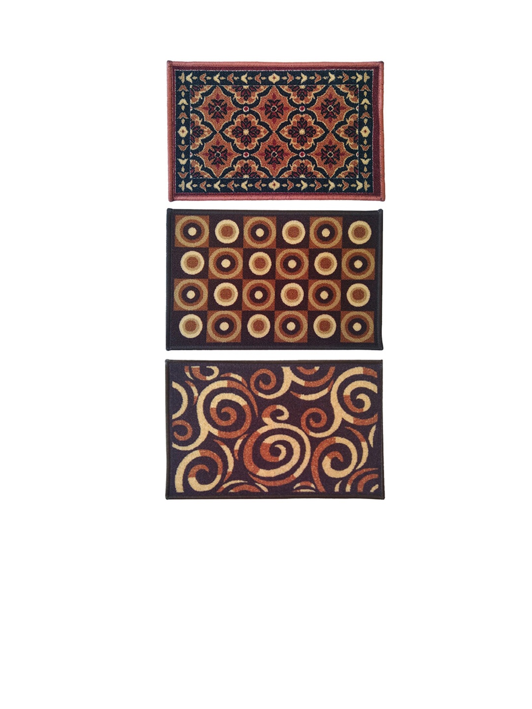 

Athom Trendz Set Of 3 Brown & Black Self-Design Anti-Skid Doormat