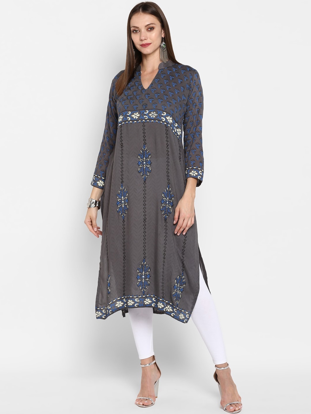 

Varkha Fashion Women Grey Ethnic Motifs Kurta