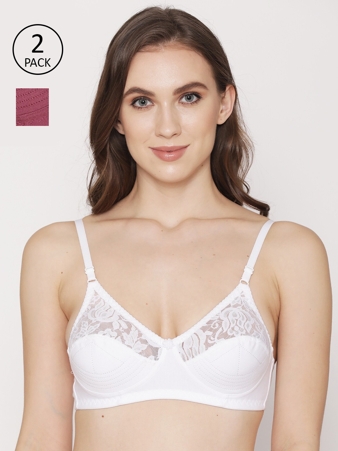 

Kalyani White & Maroon T-shirt Bra