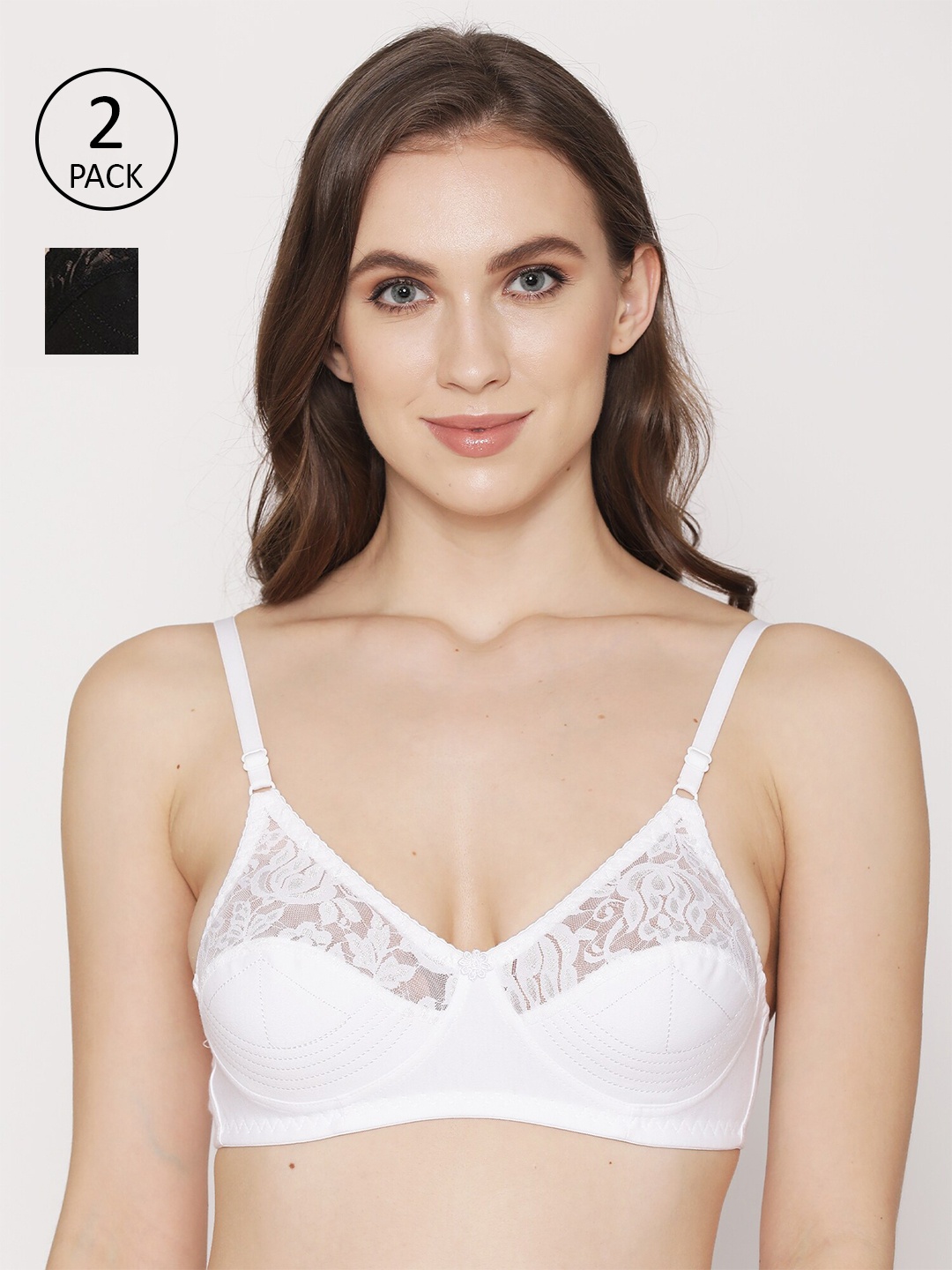 

Kalyani Pack of 2 Black & White Floral T-shirt Bra