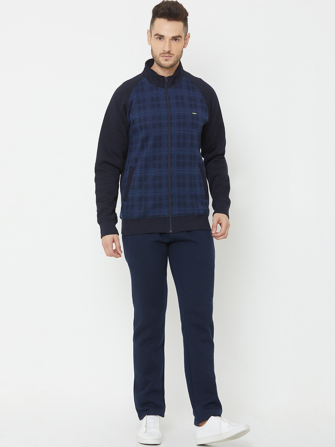 

Sweet Dreams Men Navy-Blue Checked Cotton Tracksuit