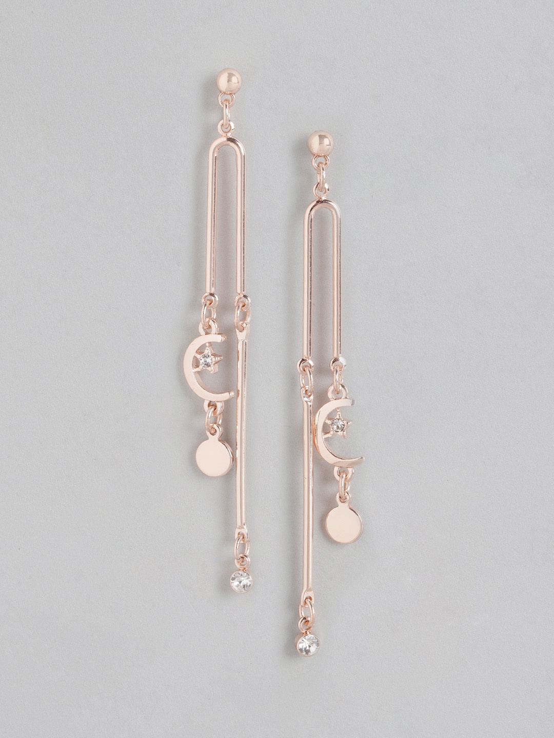 Forever New Rose Gold-Plated Stone-Studded Contemporary Drop Earrings
