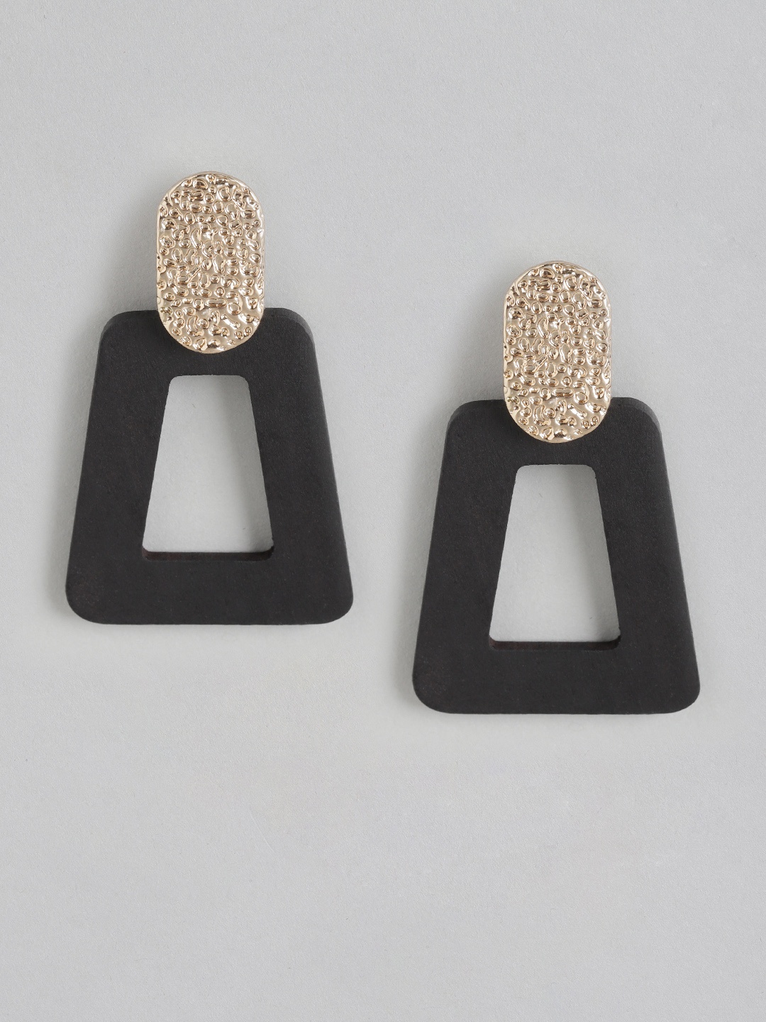 

Forever New Black Gold-Plated Geometric Drop Earrings