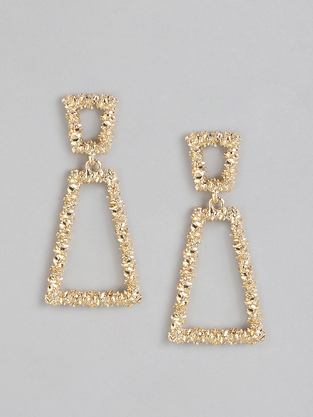 

Forever New Gold-Plated Textured Geometric Drop Earrings