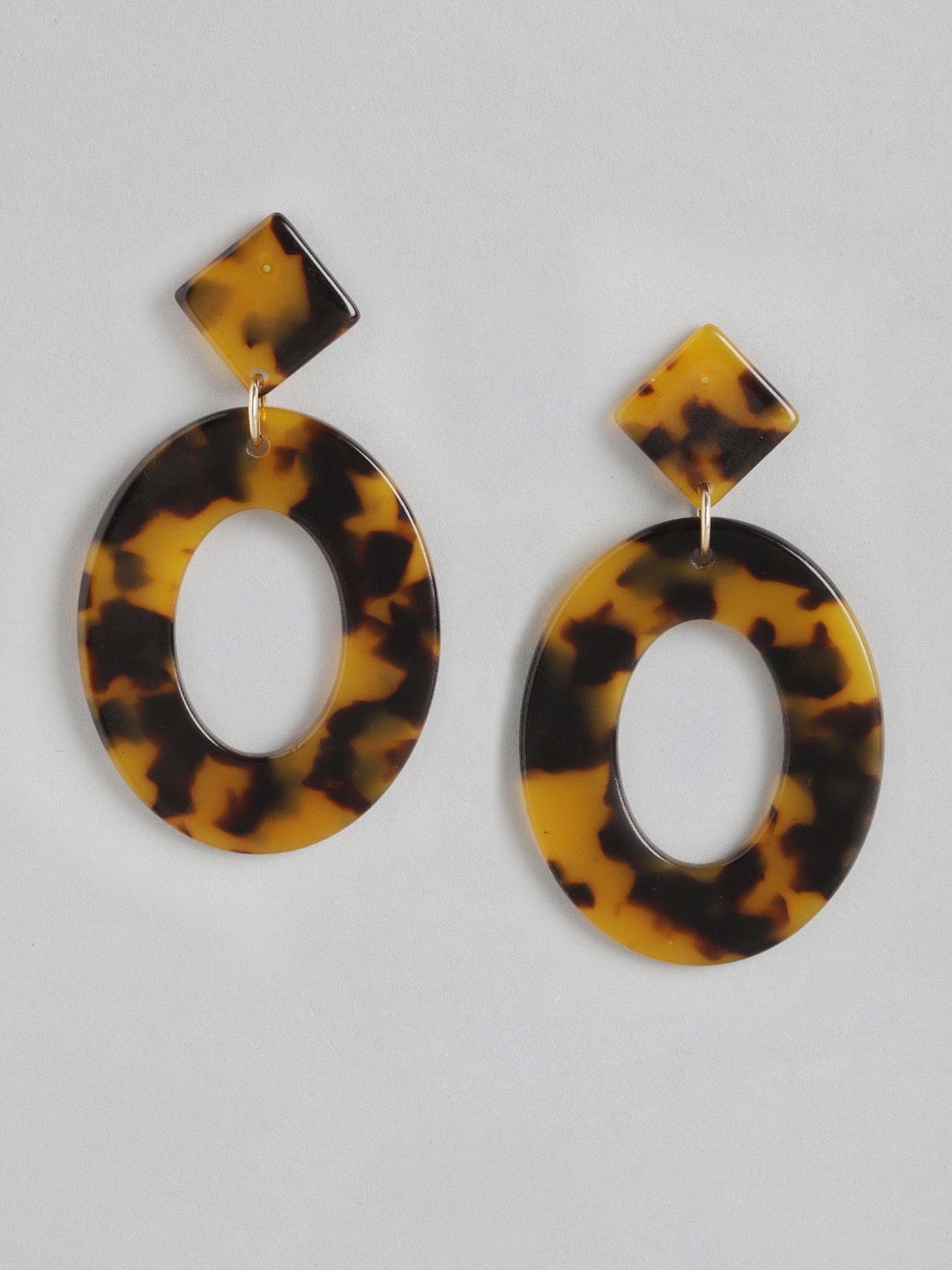 

Forever New Yellow & Black Geometric Drop Earrings