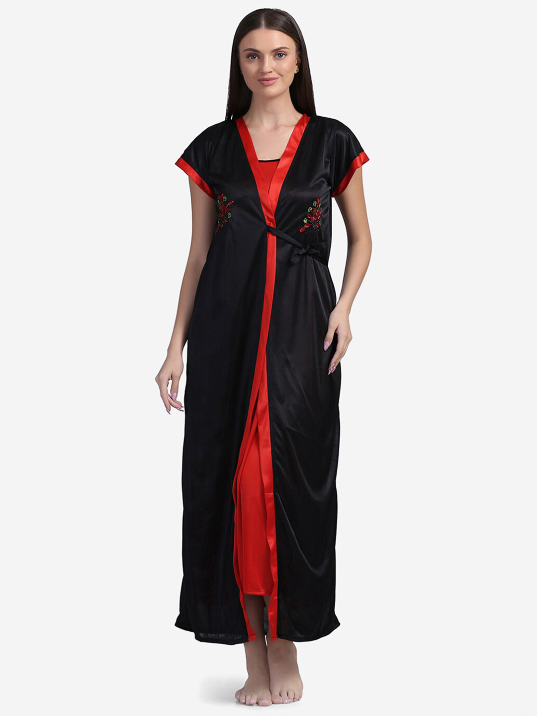 

Sugathari Red Maxi Nightdress