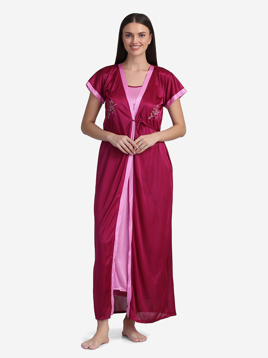 

Sugathari Women Pink Maxi Nightdress