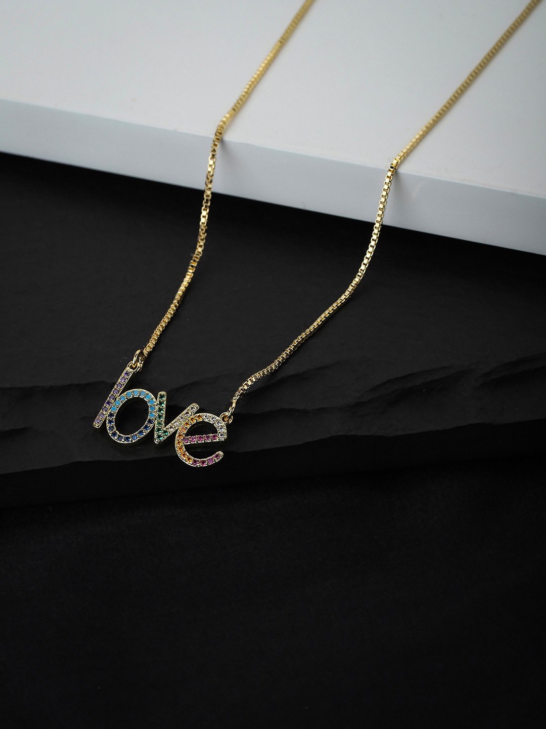 

Carlton London Gold-Plated CZ-Studded Love Necklace
