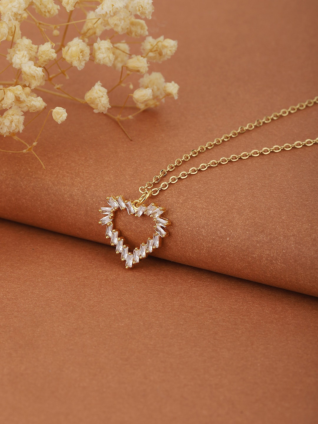 

Carlton London Women Gold-Plated CZ Studded Pendant with Chain