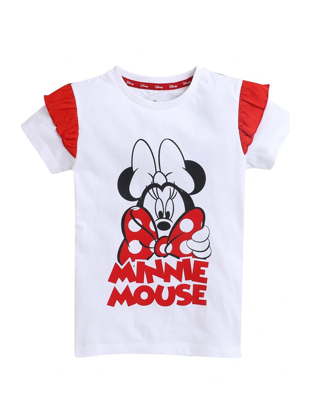 

KINSEY Girls White & Red Minnie Mouse Printed Pure Cotton Bio Finish T-shirt