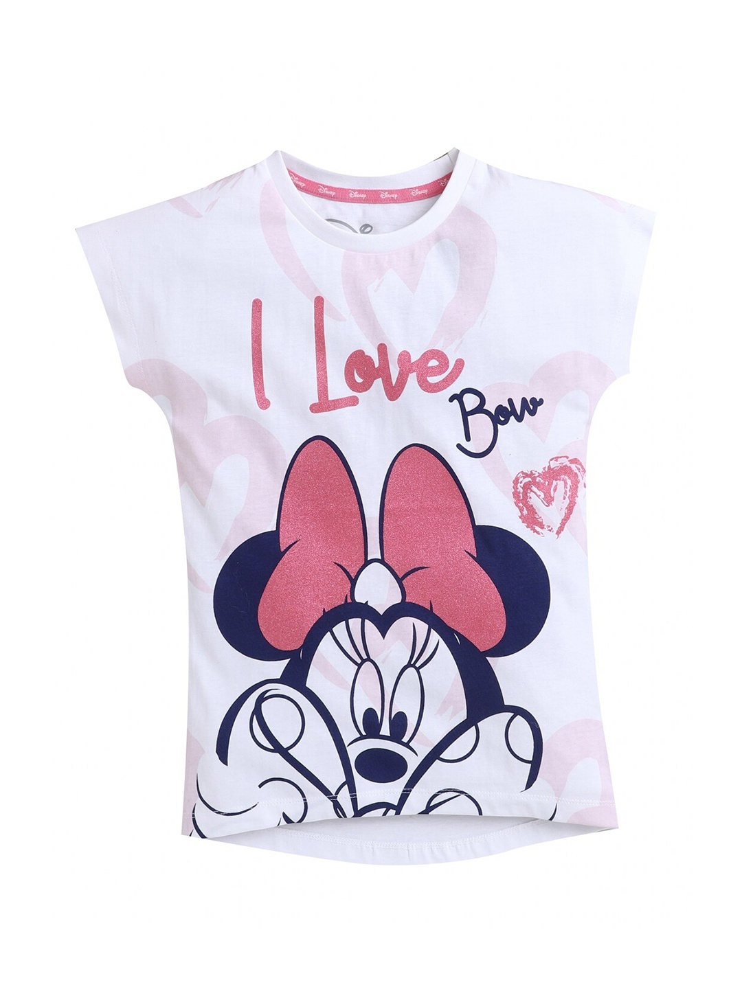 

KINSEY Girls White Minnie Mouse Printed Bio Finish Raw Edge T-shirt