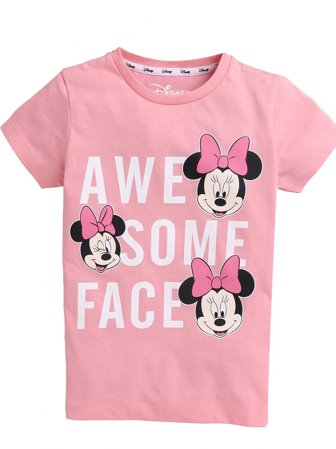 

KINSEY Girls Pink Minnie Mouse Printed Pure Cotton Bio Finish T-shirt