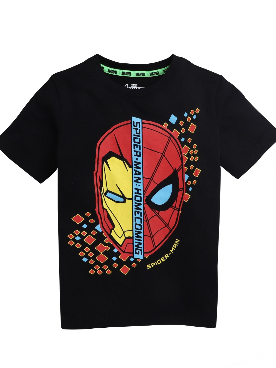 

KINSEY Boys Black & Red Marvel Printed Bio Finish Pure Cotton T-shirt