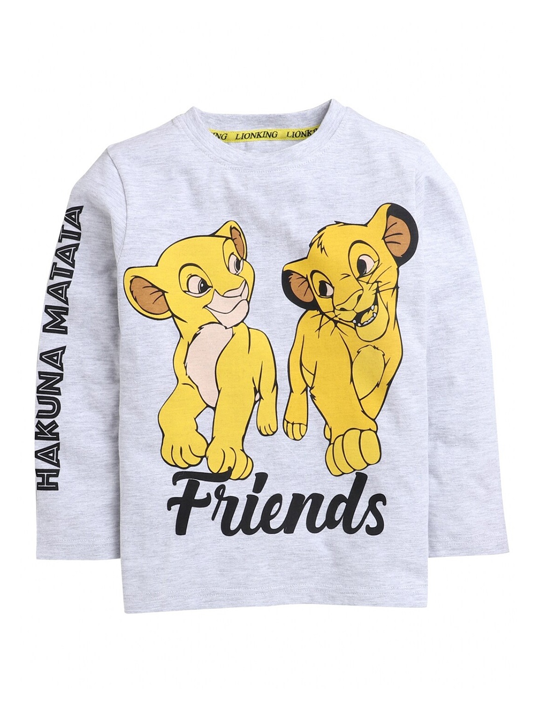 

KINSEY Boys Grey Melange Lion King Printed Bio Finish Raw Edge T-shirt
