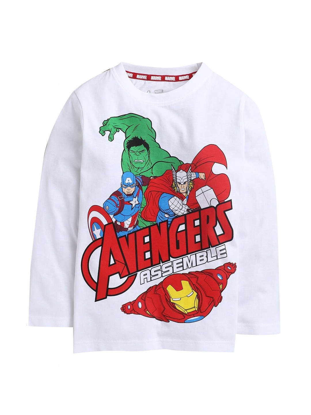 

KINSEY Boys White Avengers Printed Bio Finish T-shirt