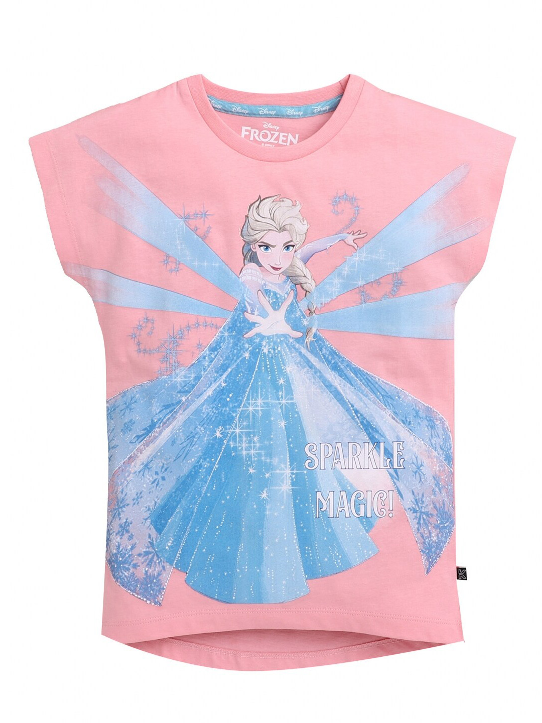 

KINSEY Girls Pink & Blue Elsa Printed Extended Sleeves Pure Cotton Bio Finish T-shirt