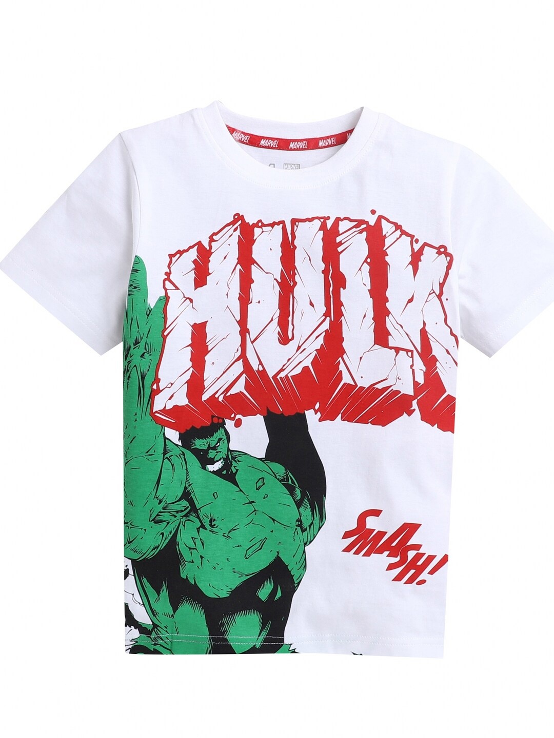 

KINSEY Boys White Hulk Printed Bio Finish T-shirt