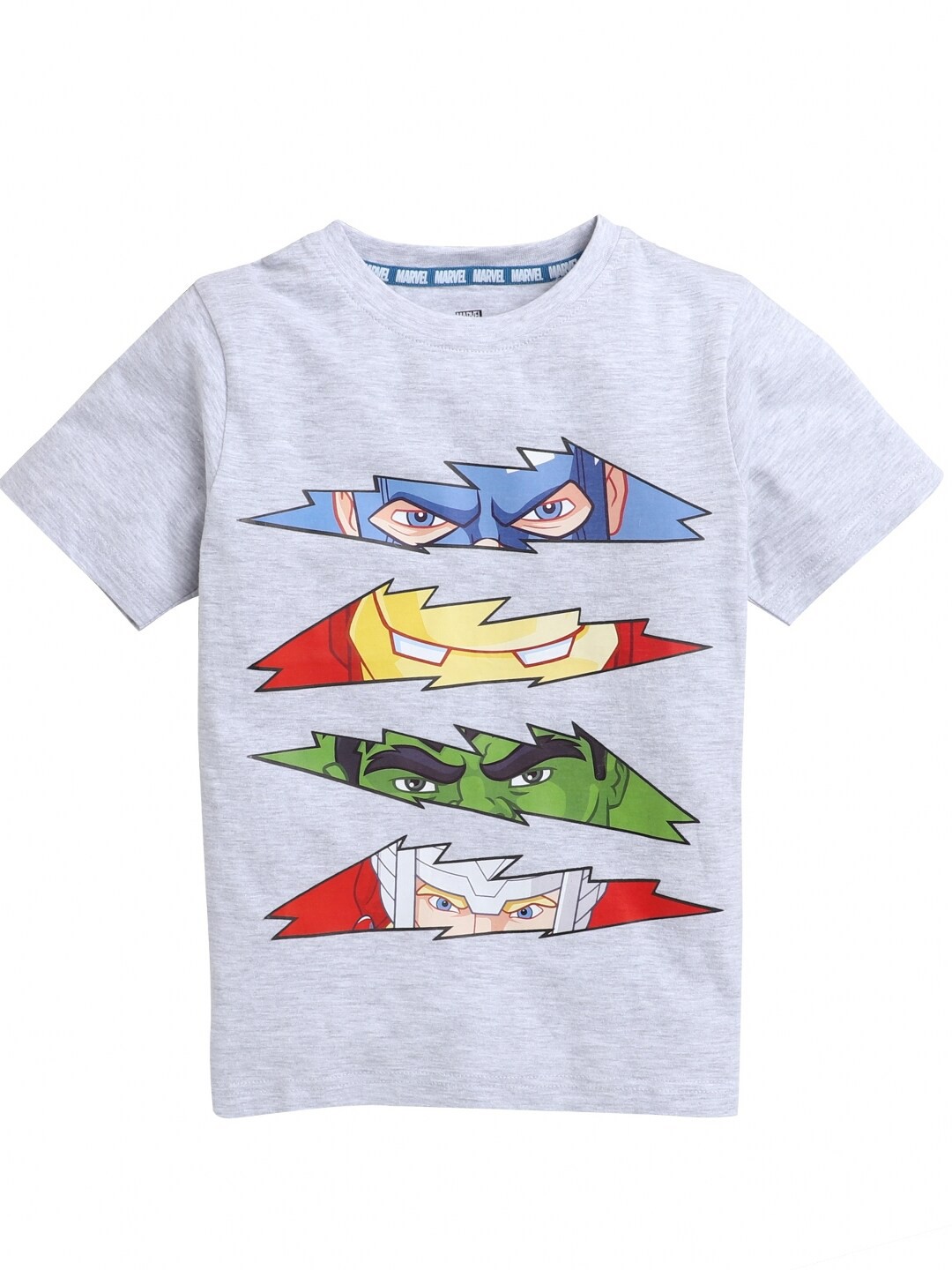 

KINSEY Boys Grey Melange Avengers Printed Bio Finish Applique T-shirt