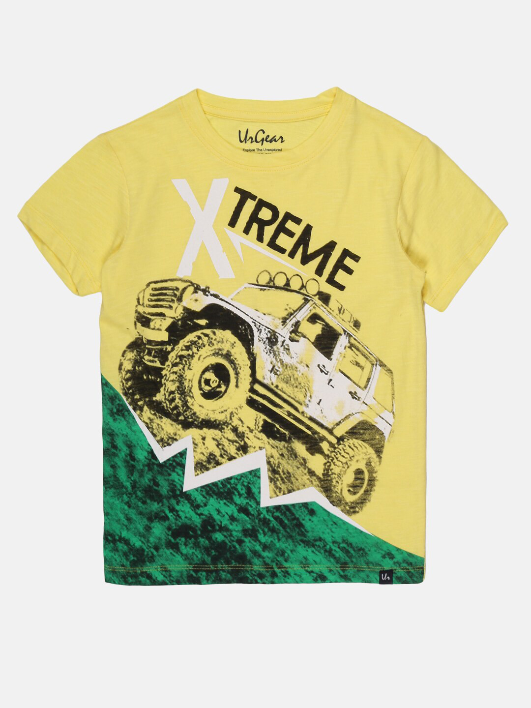 

UrGear Boys Yellow Printed Pure Cotton T-shirt
