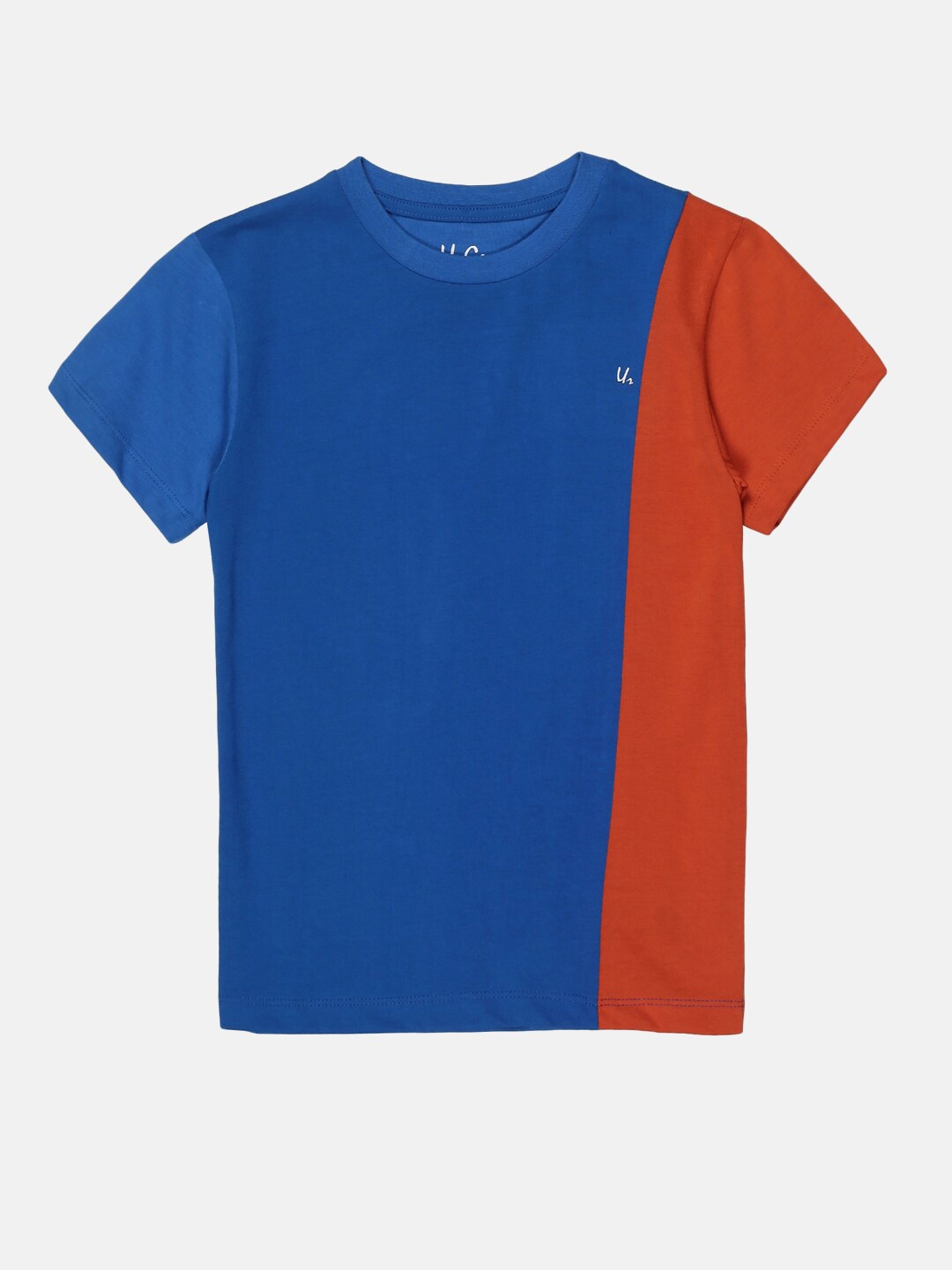 

UrGear Boys Blue & Red Colourblocked Round Neck Organic Cotton T-shirt
