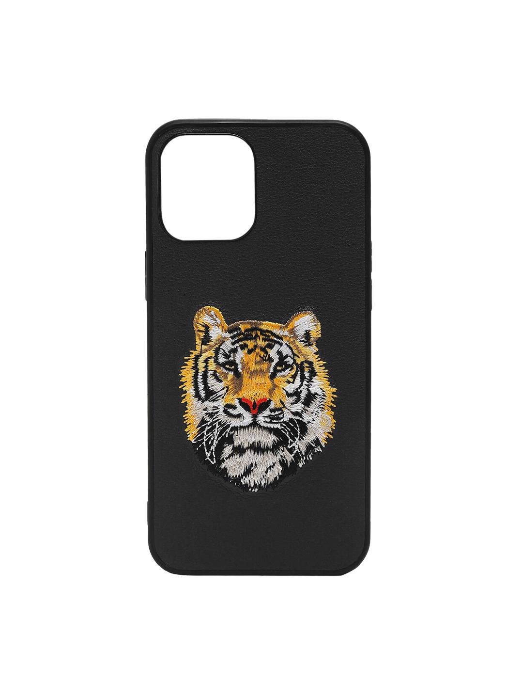 

TREEMODA Black & Yellow Tiger Patterned iPhone 13 Premium Leather Back Case