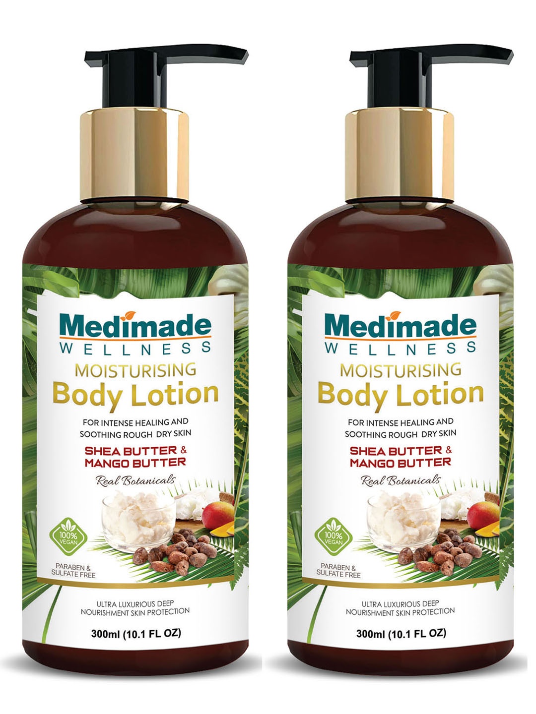 

Medimade Pack of 2 Shea Butter & Mango Butter Moisturising Body Lotion, Off white