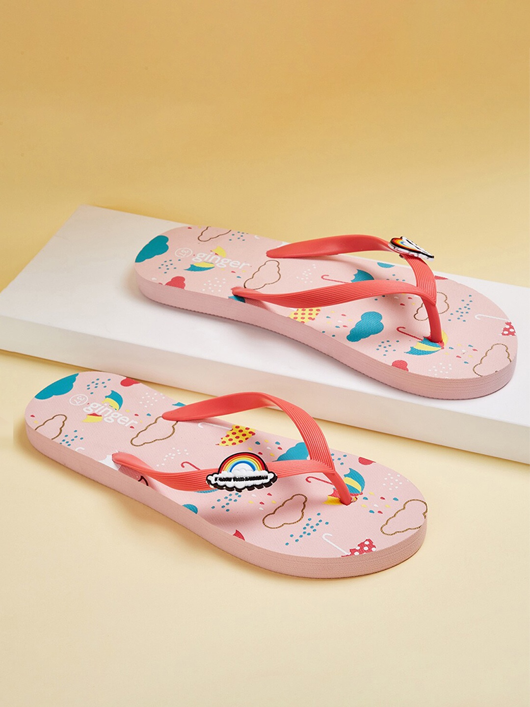 

Ginger by Lifestyle Women Pink & Red Printed Thong Flip-Flops