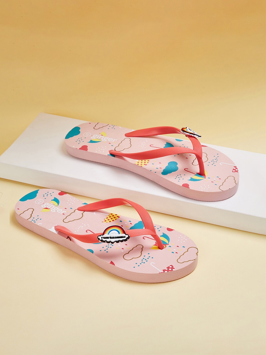 

Ginger by Lifestyle Women Pink & Red Printed Thong Flip-Flops