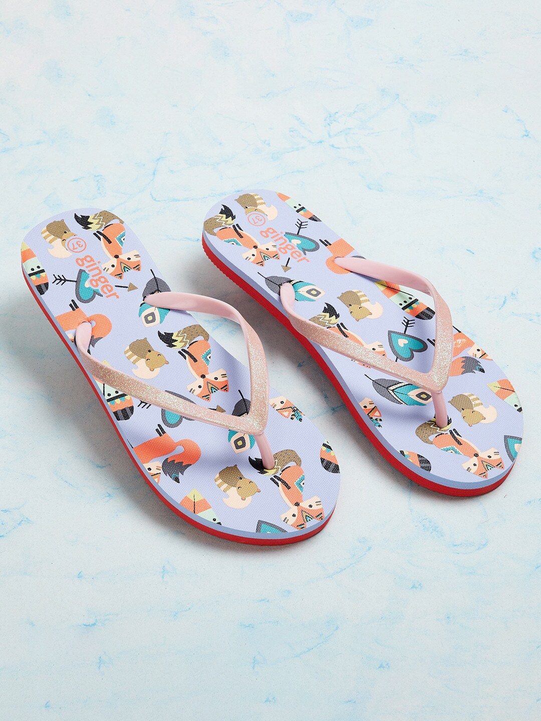 

Ginger by Lifestyle Women Purple & Red Printed Thong Flip-Flops