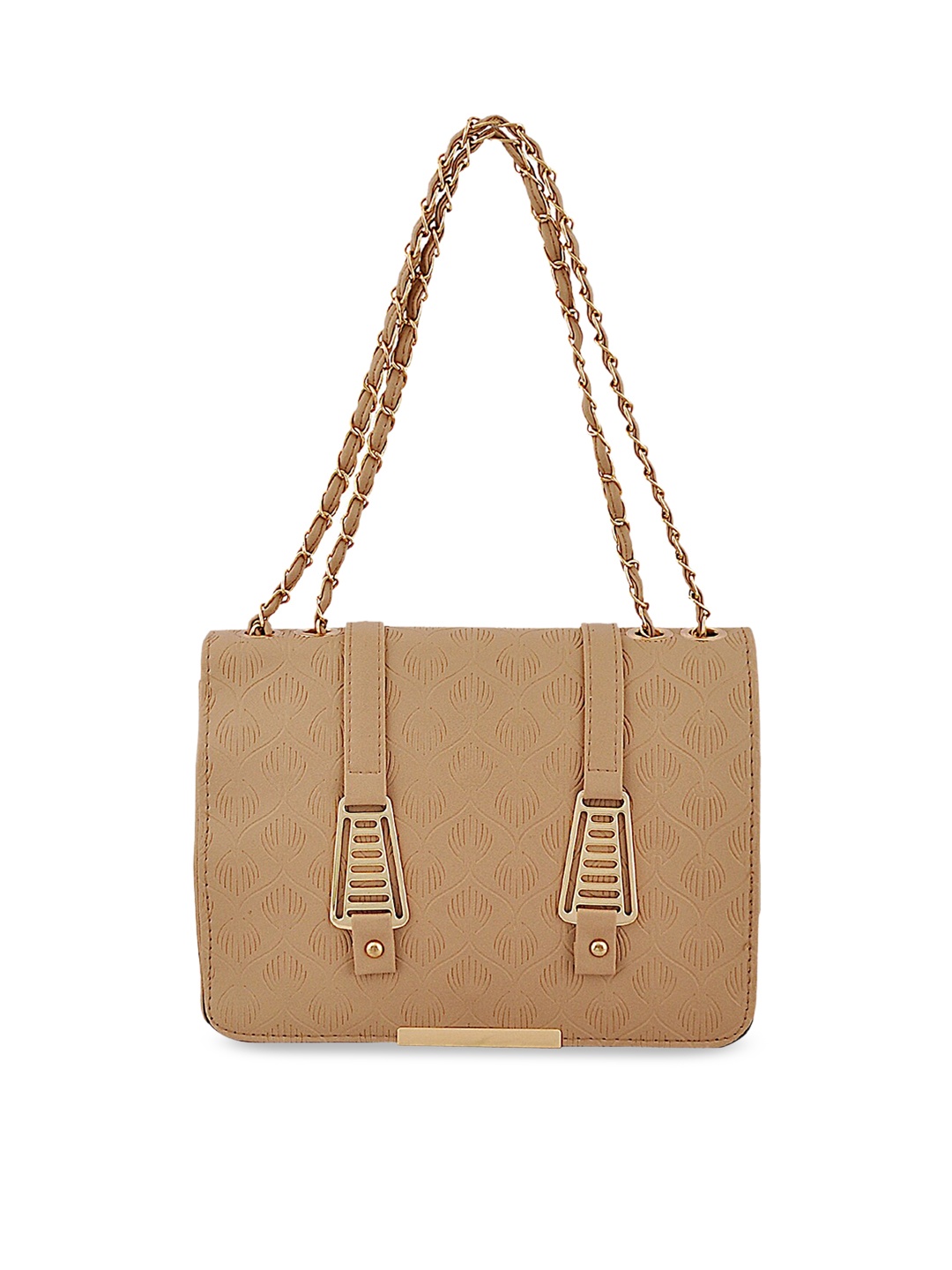 

Pez dorado Brown Textured Oversized Structured Handheld Bag with Quilted