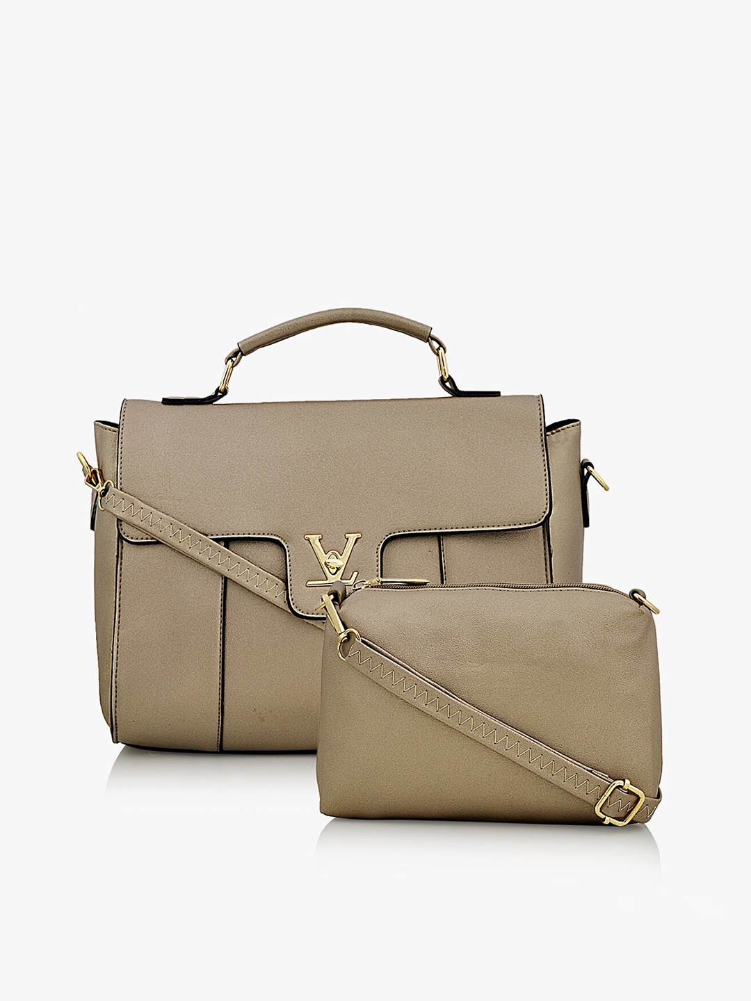 

Pez dorado Beige Structured Satchel with Bow Detail