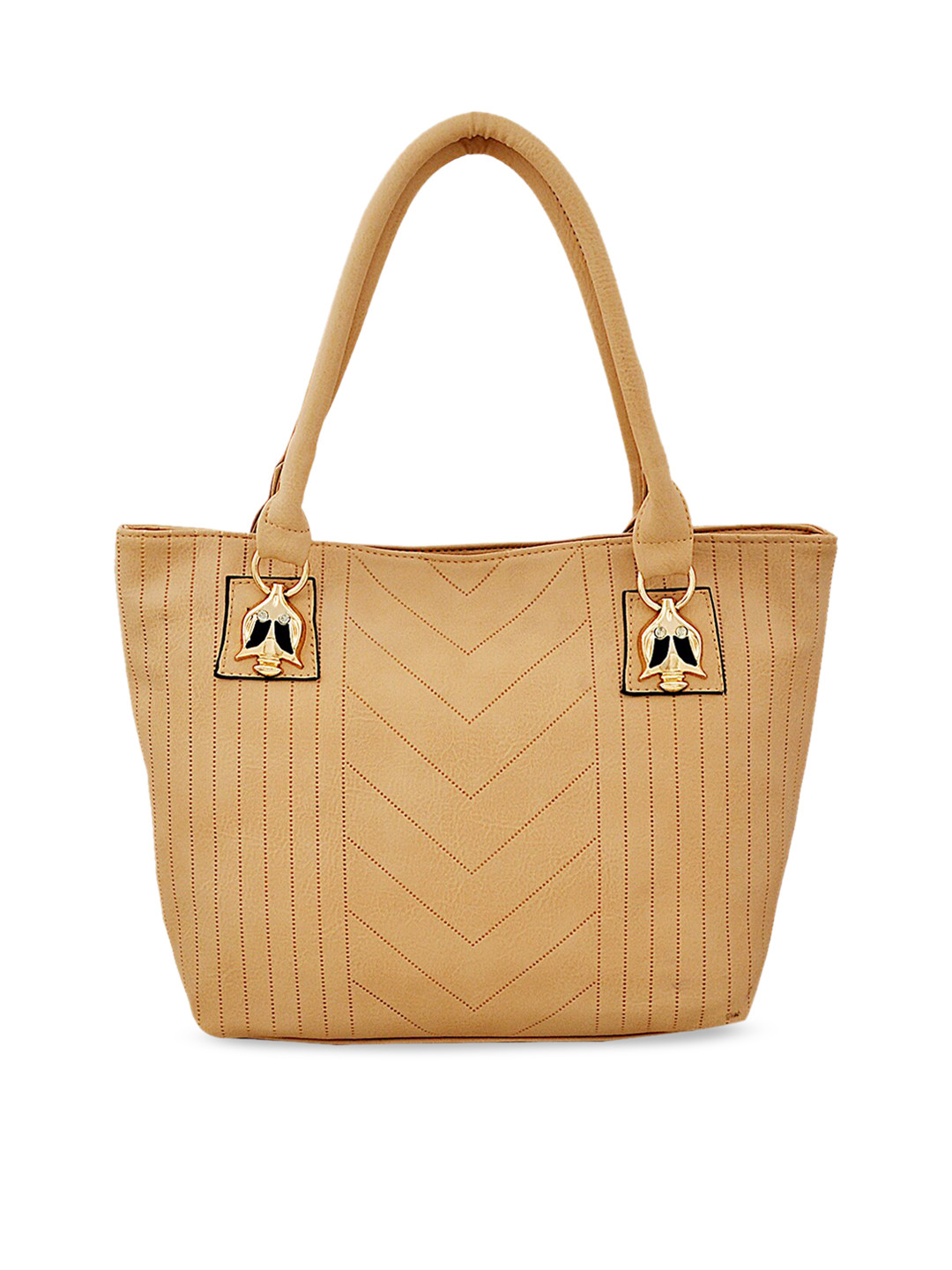 

Pez dorado Women Beige Embellished Swagger Handheld Bag