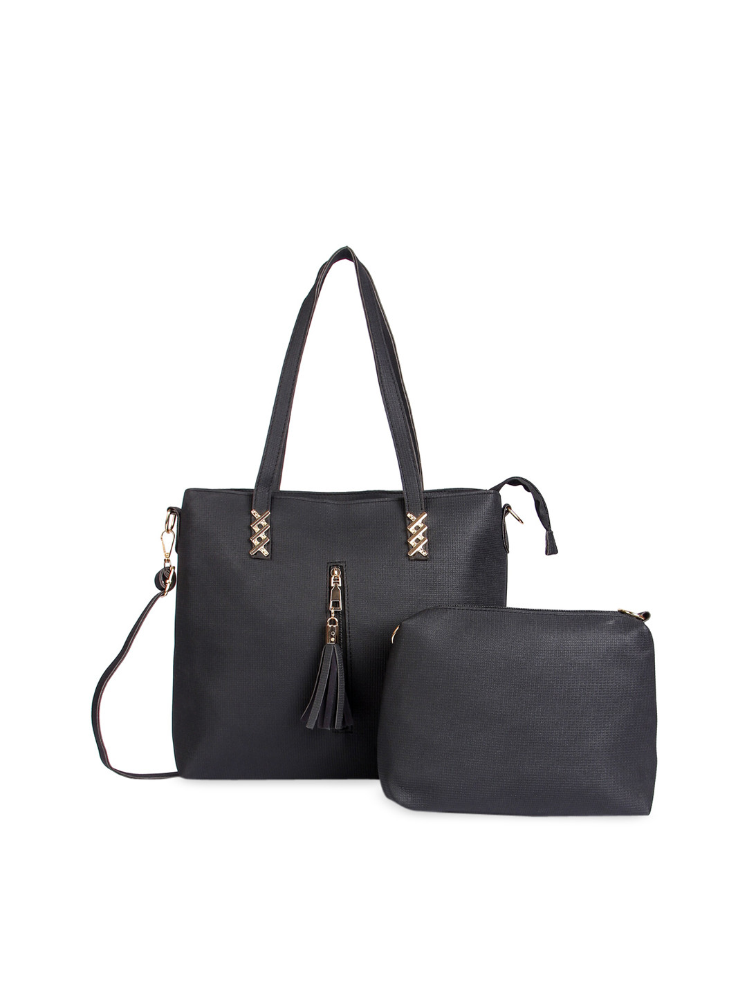 

Pez dorado Black Structured Shoulder Bag with Tassel