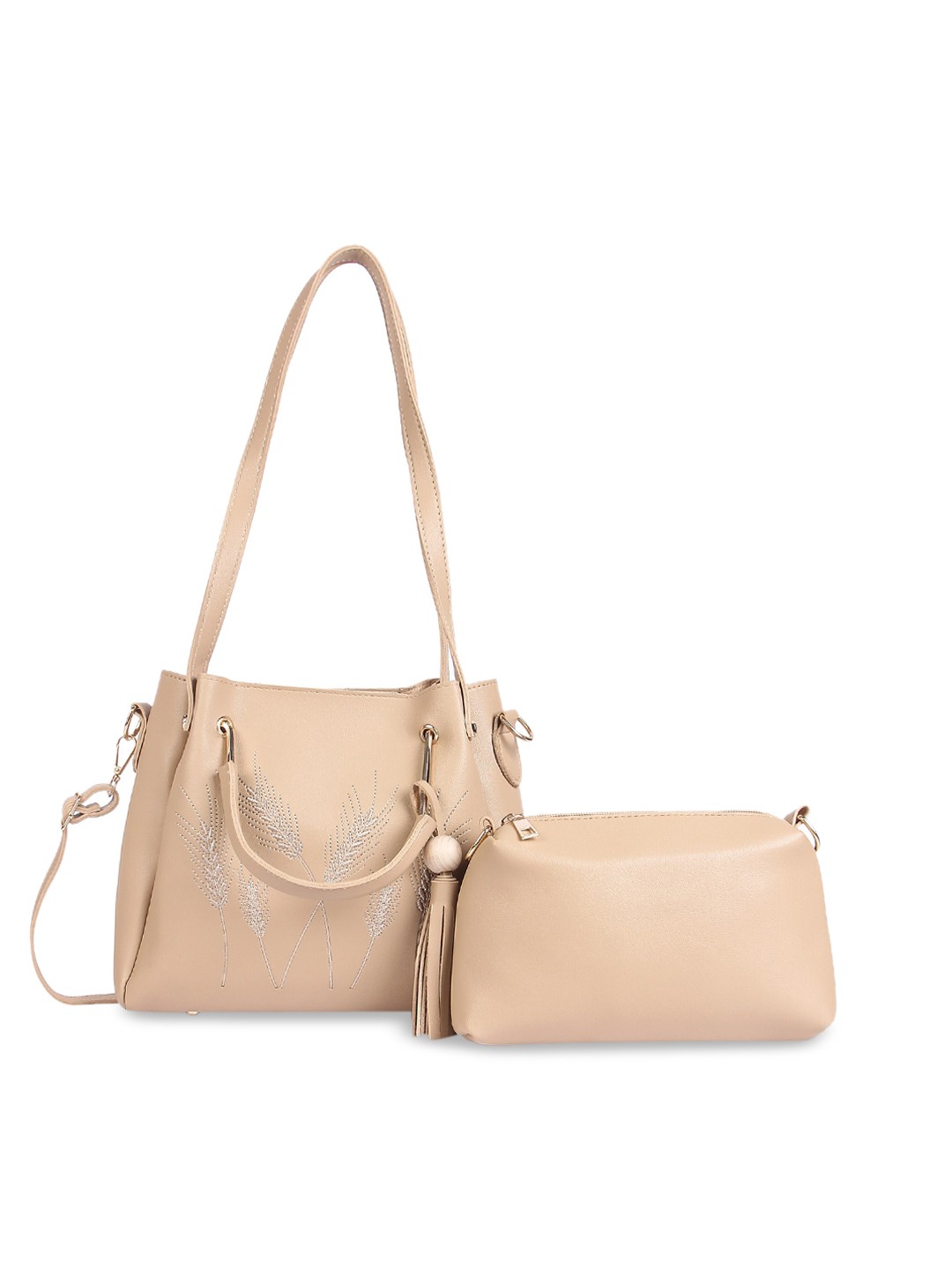

Pez dorado Beige Structured Shoulder Bag with Tasselled