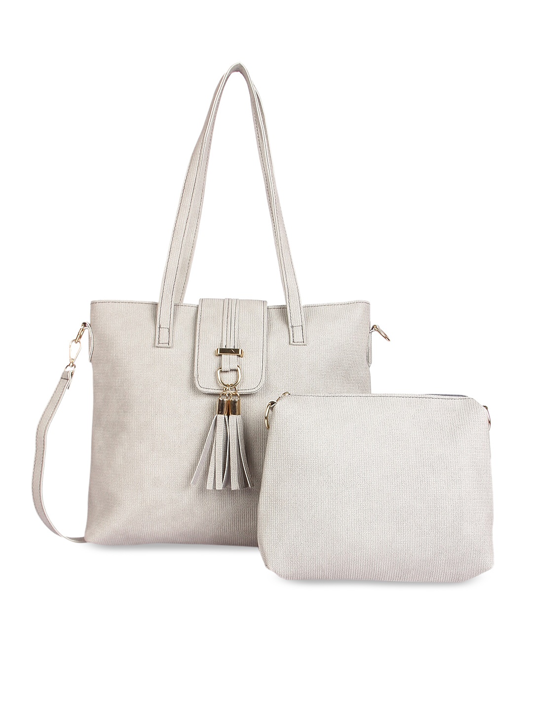 

Pez dorado Grey Structured Shoulder Bag With Tasselled