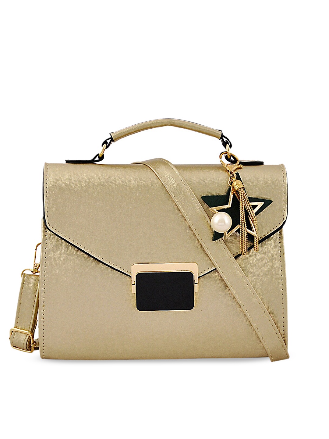 

Pez dorado Gold-Toned Structured Satchel with Tasselled