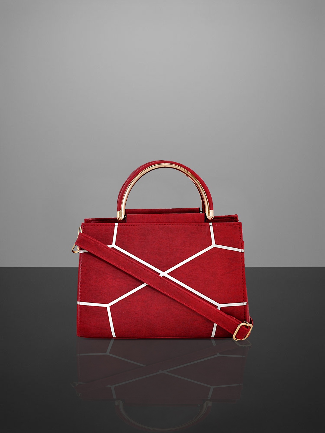 

Pez dorado Maroon Textured Structured Handheld Bag