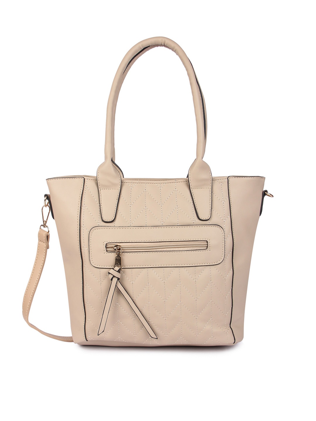 

Pez dorado Beige Textured Structured Shoulder Bag