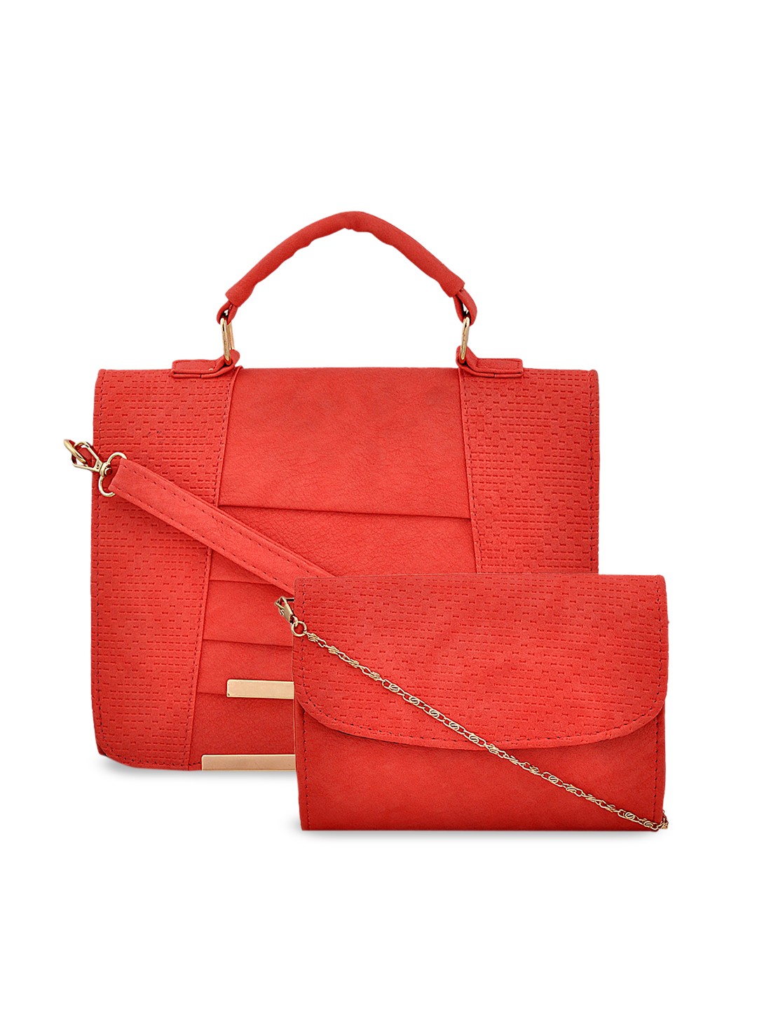 

Pez dorado Red Textured Oversized Structured Handheld Bag