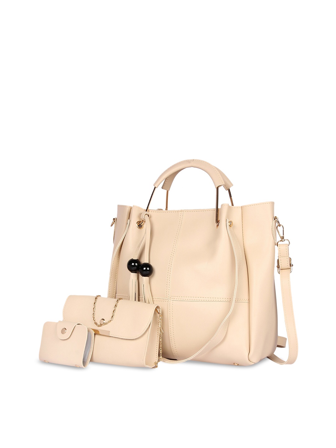 

Pez dorado Beige Structured Handheld Bag with Tasselled