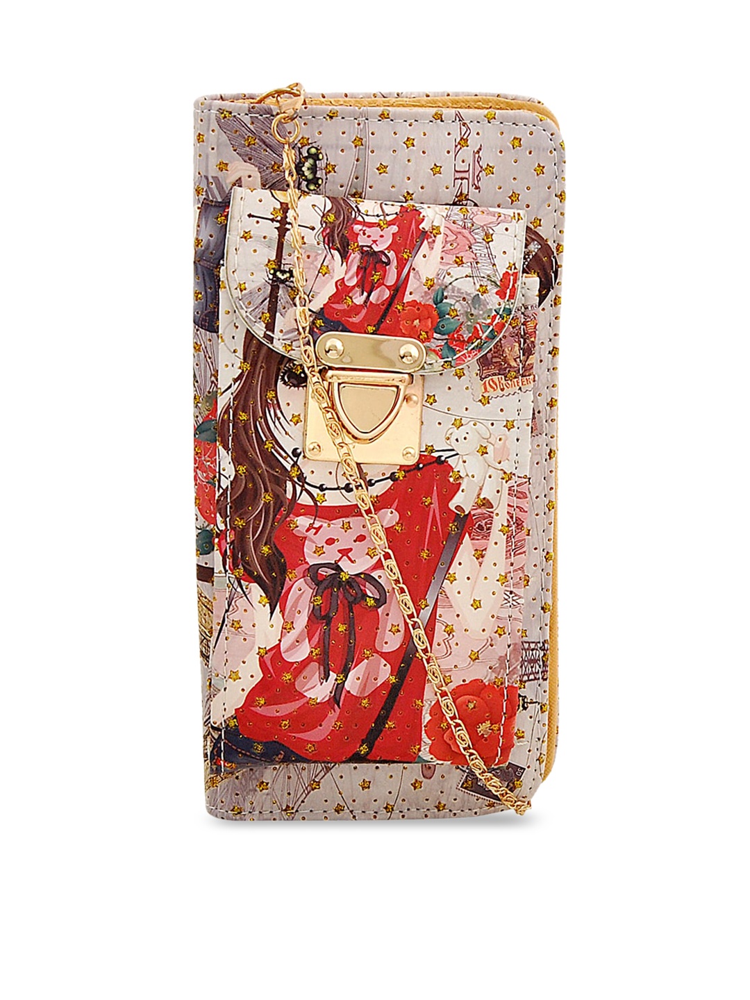 

Pez dorado White Printed Structured Sling Bag