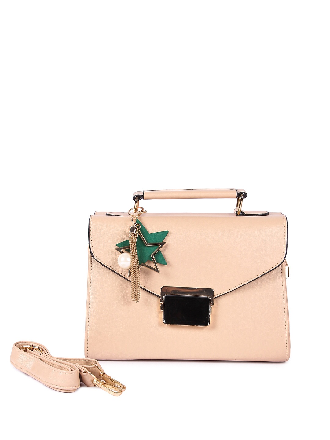 

Pez dorado Beige Structured Sling Bag With Tasselled