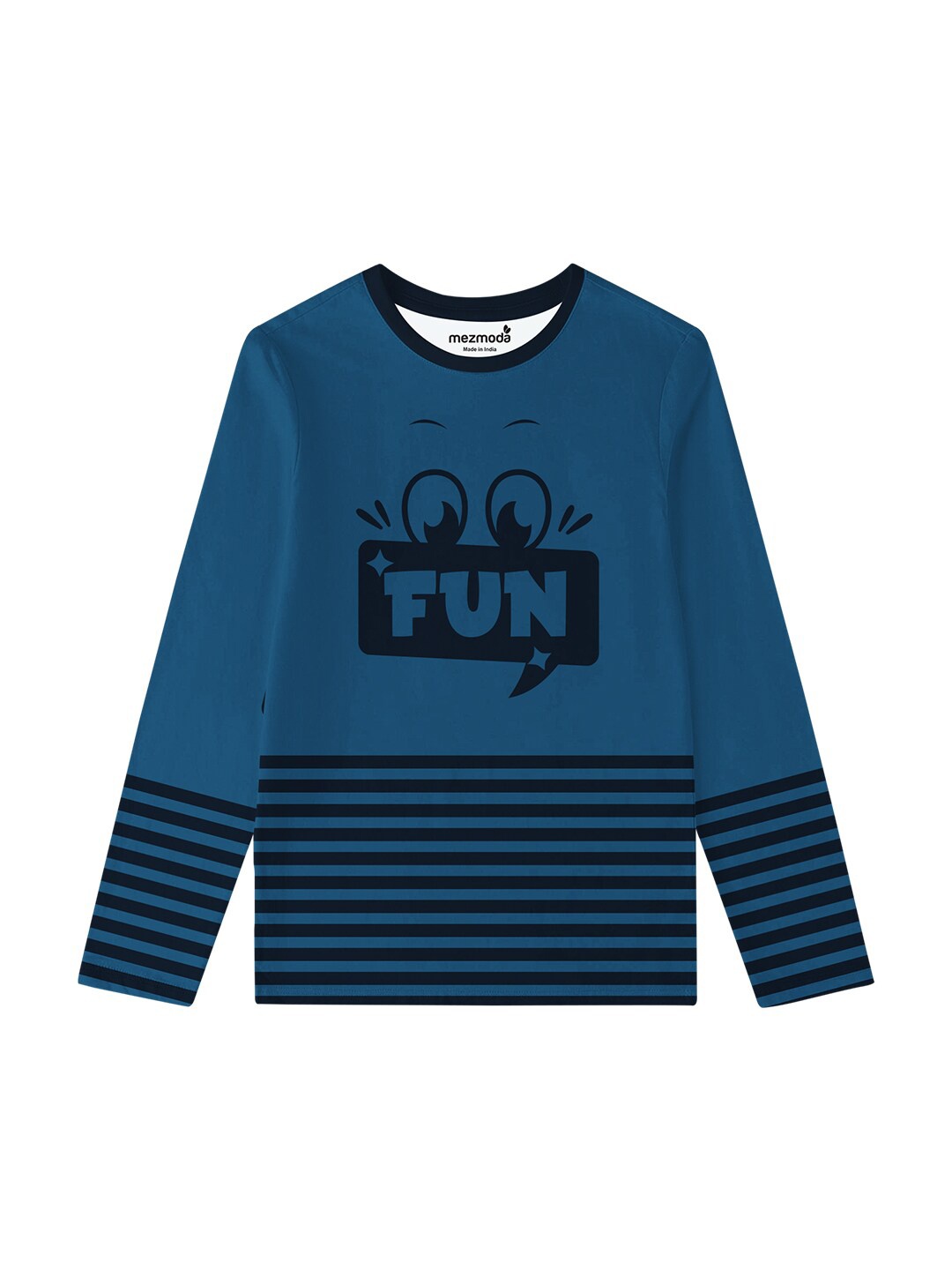 

mezmoda Boys Blue & Black Graphic Printed T-shirt