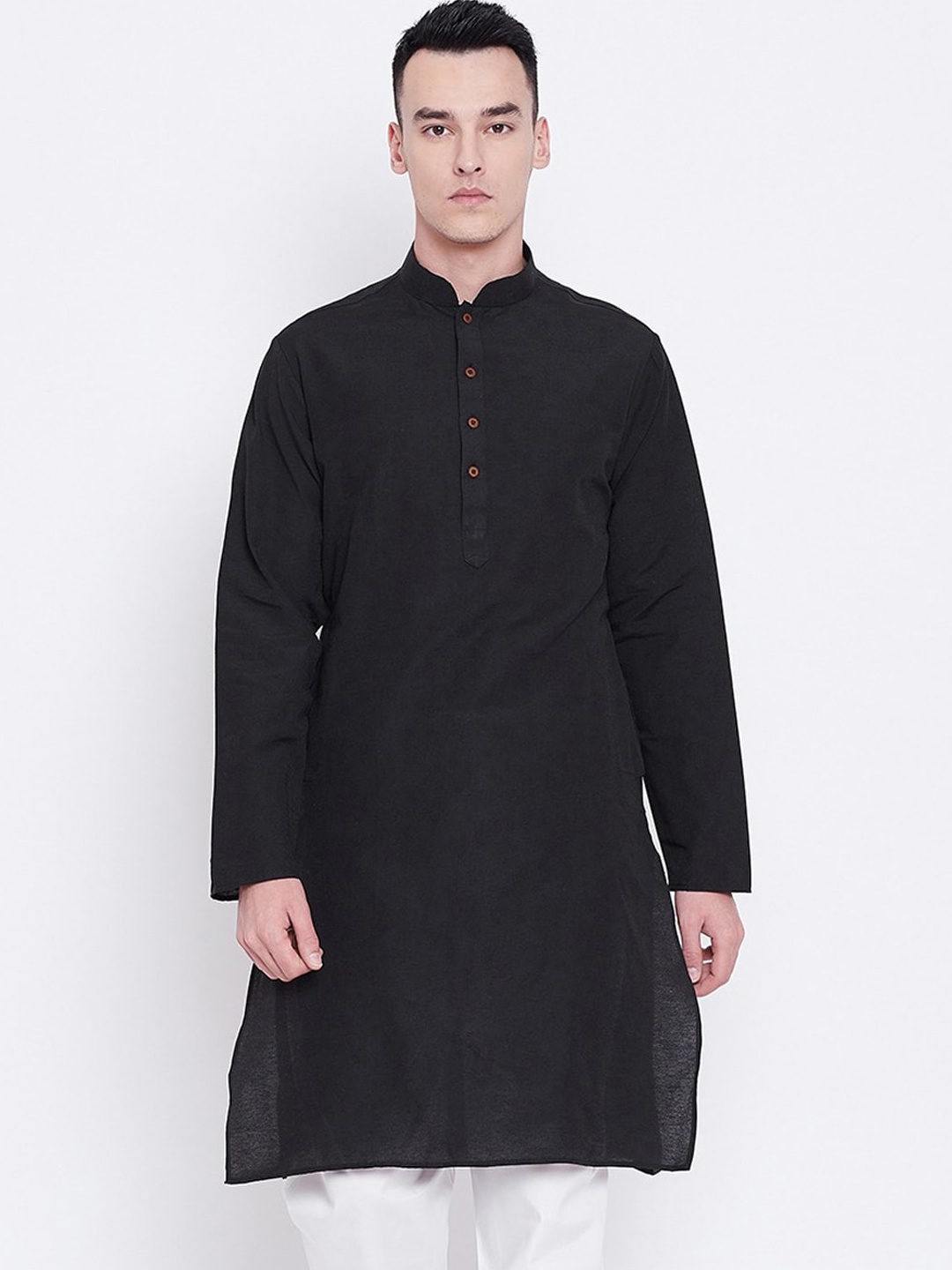

SG LEMAN Men Black Pure Cotton Kurta