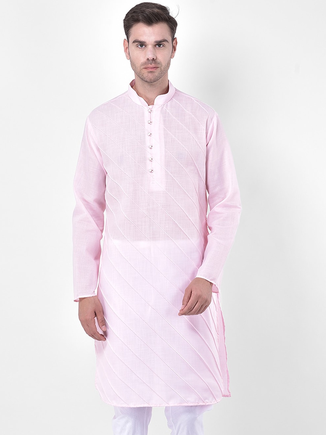 

SG LEMAN Men Pink Cotton Kurta