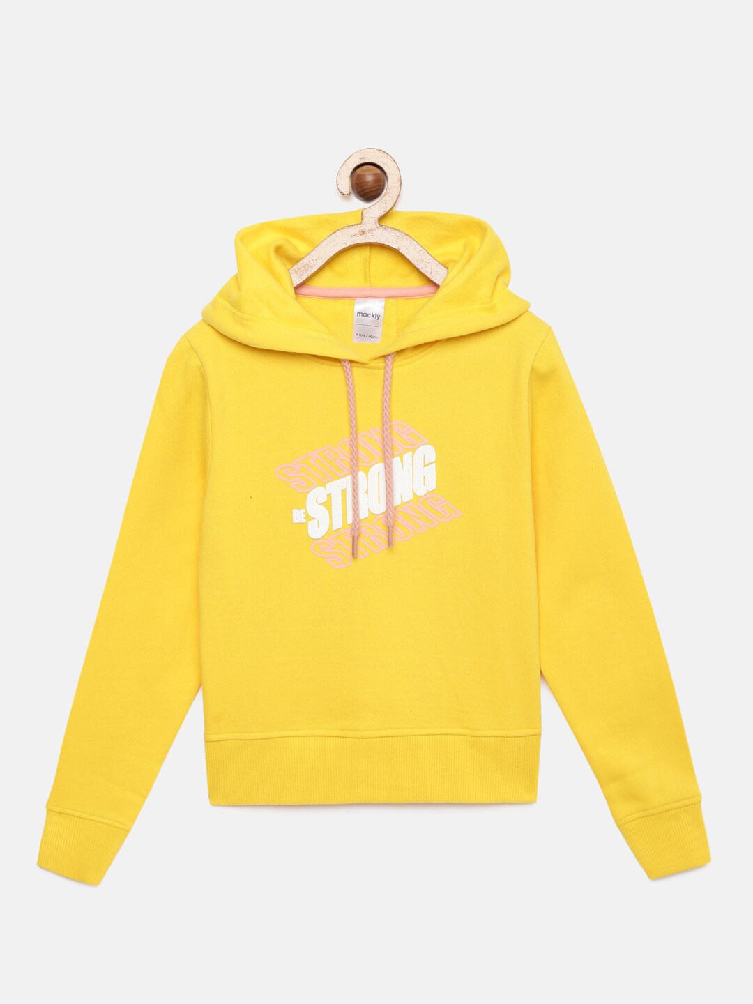 

mackly Girls Yellow Printed Hooded Sweatshirt