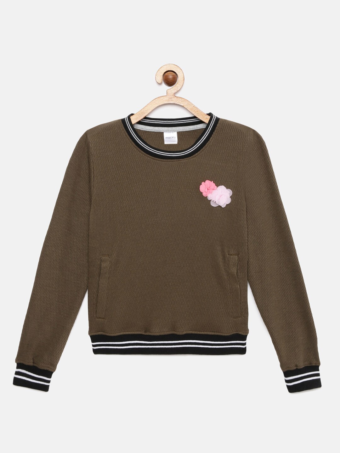 

mackly Girls Olive Green Sweatshirt