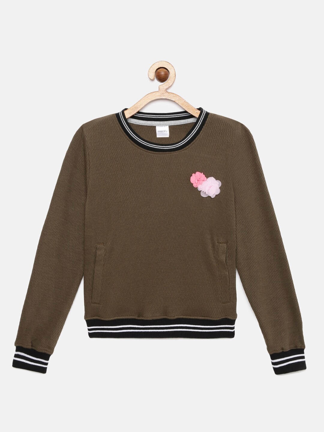 

mackly Girls Olive Solid Sweatshirt